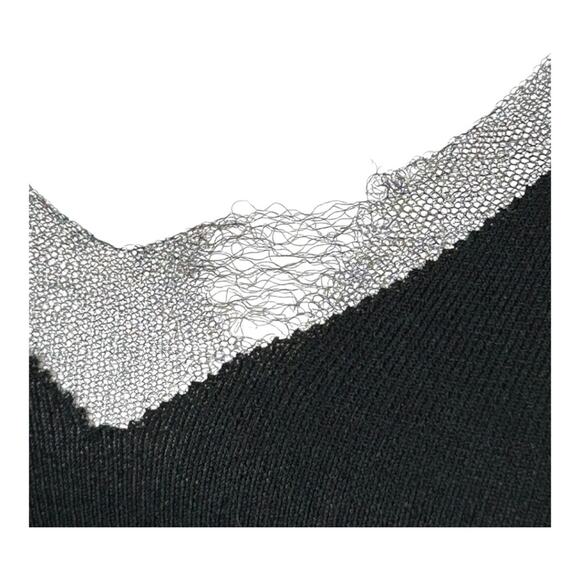 Tom Ford Black Ribbed V Neck Sweater Sheer Panels Flawed Sized M - Picture 10 of 13